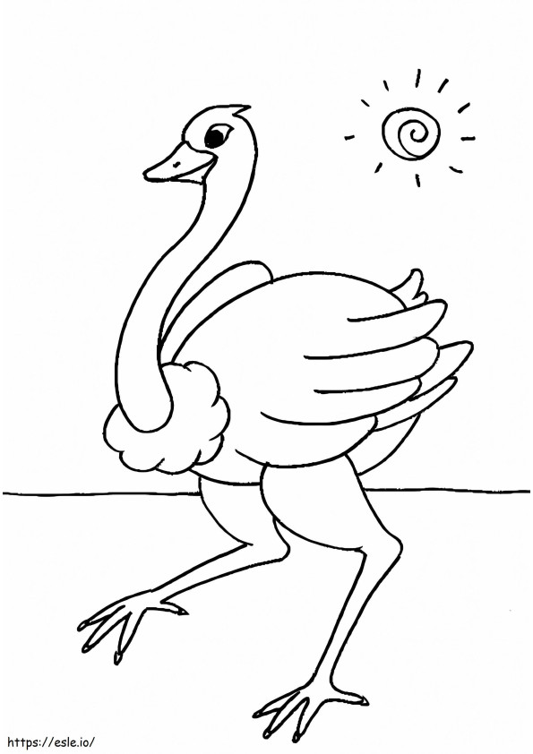 Ostrich And Sun coloring page