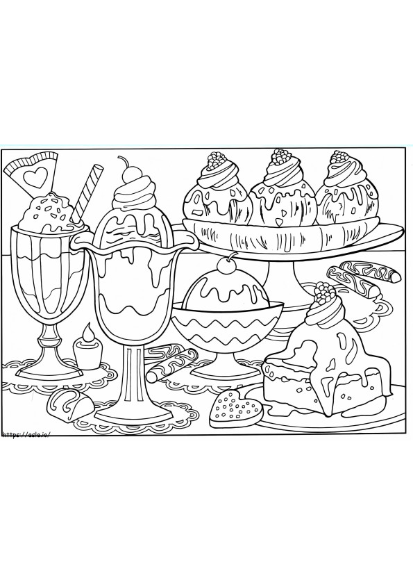 アイスクリームのテーブル ぬりえ - 塗り絵