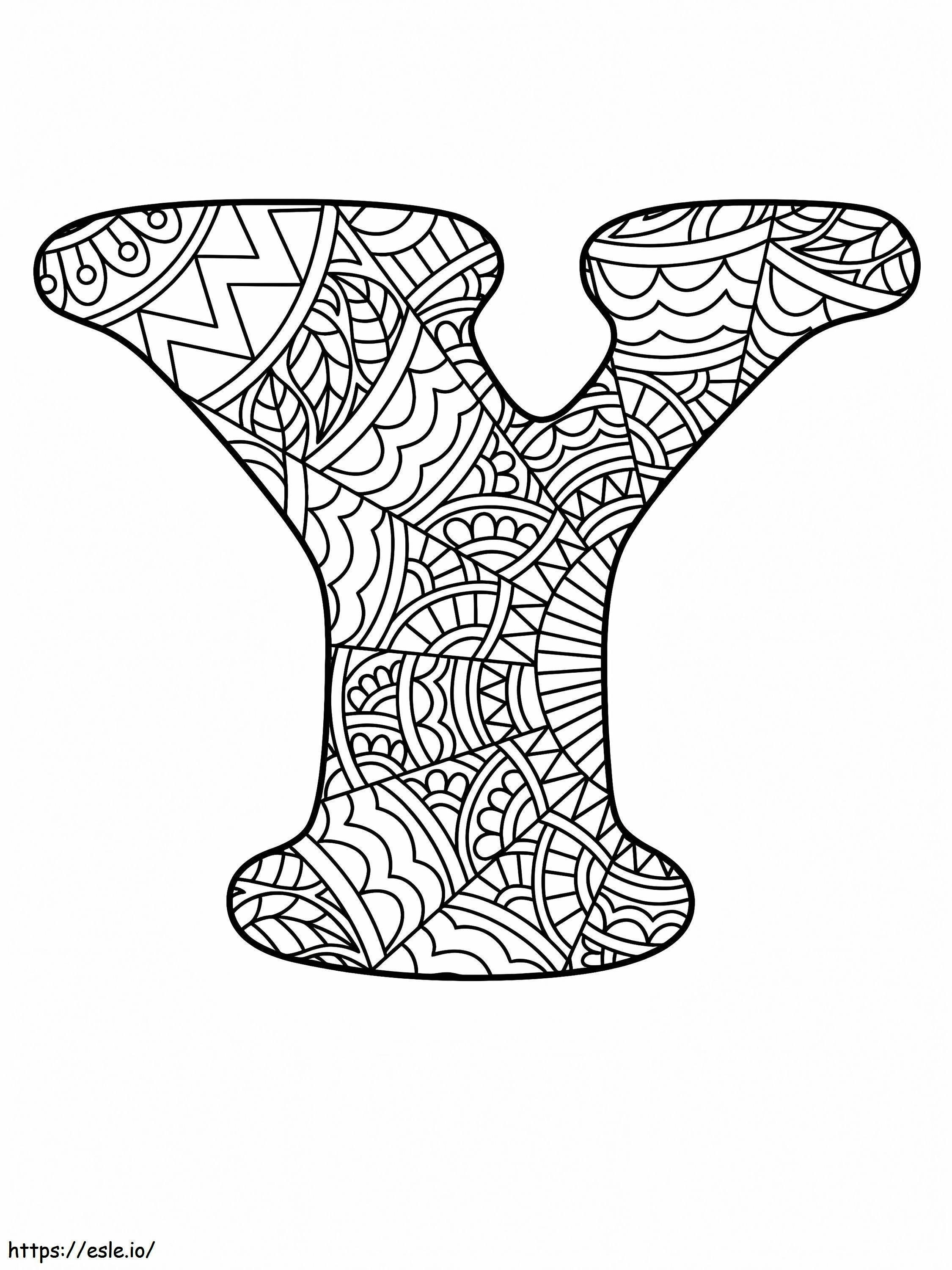 Buchstabe Y Mandala-Alphabet ausmalbilder