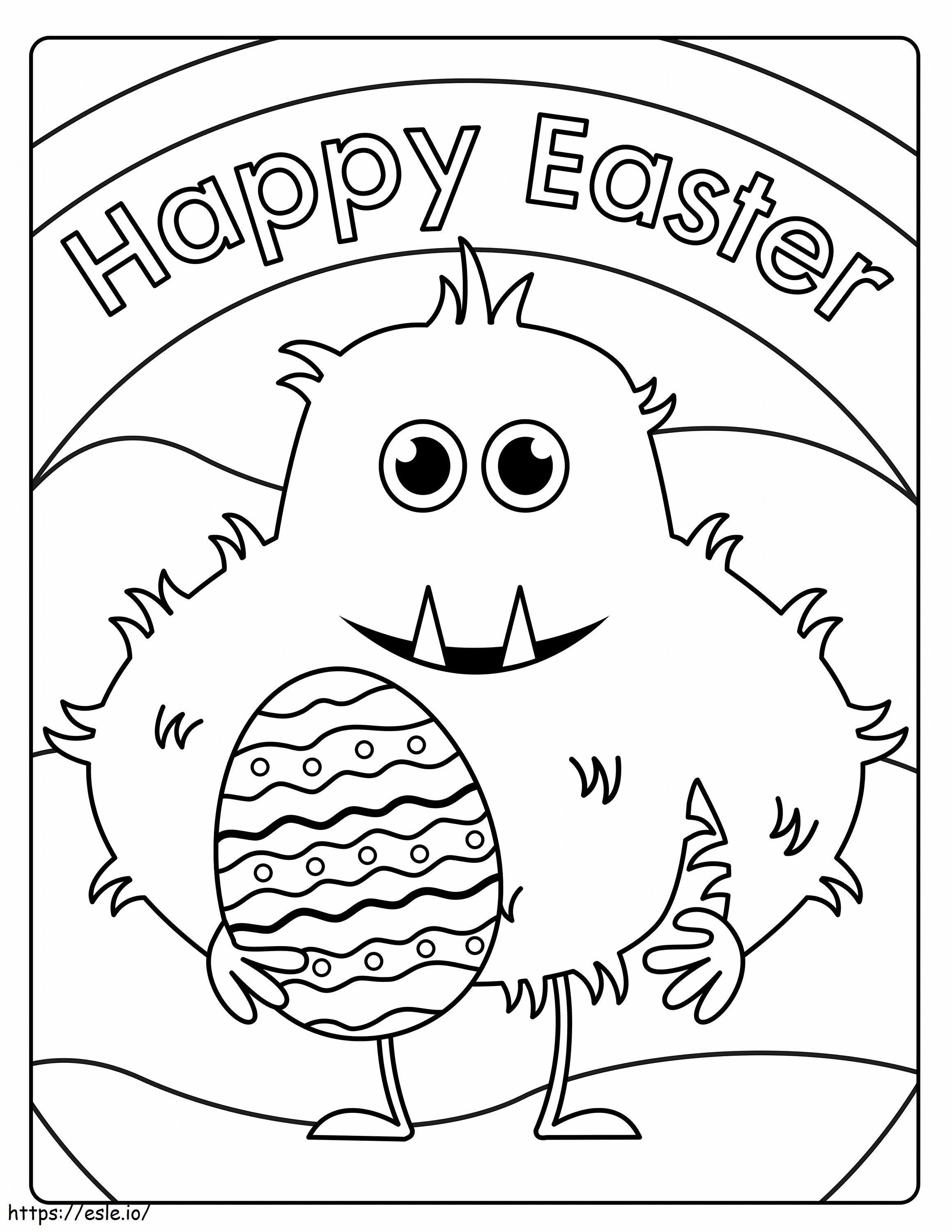 Coloriage Monstre avec oeuf de Pâques écaillé à imprimer dessin