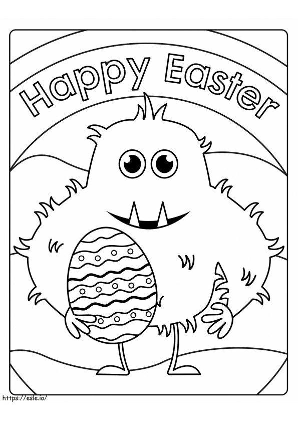 Coloriage Monstre avec oeuf de Pâques écaillé à imprimer dessin