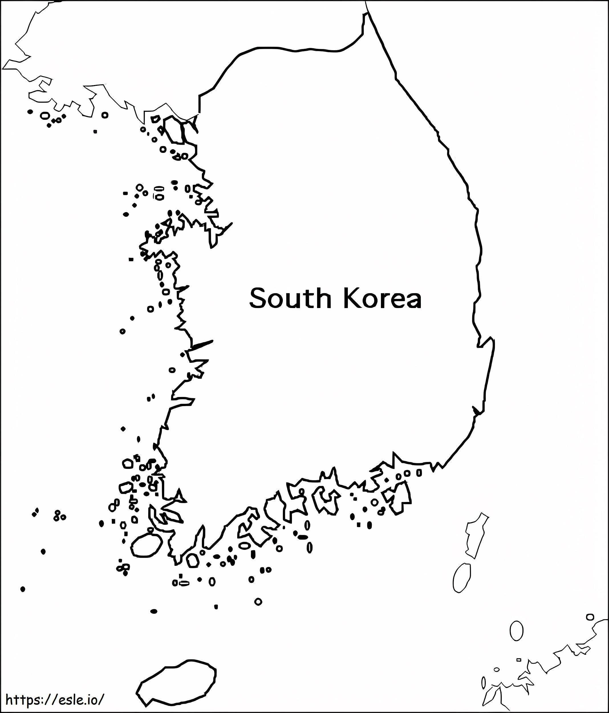 Mapa Korei Południowej kolorowanka