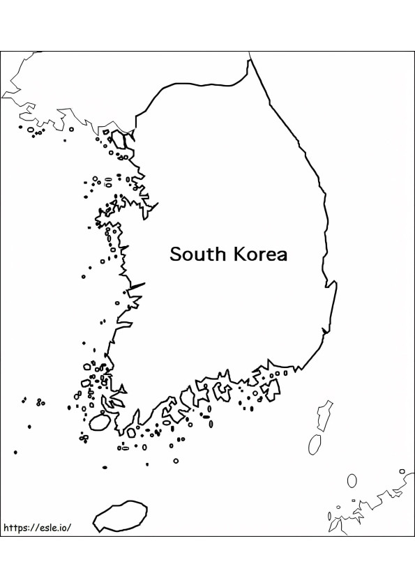 Coloriage Carte de la Corée du Sud à imprimer dessin