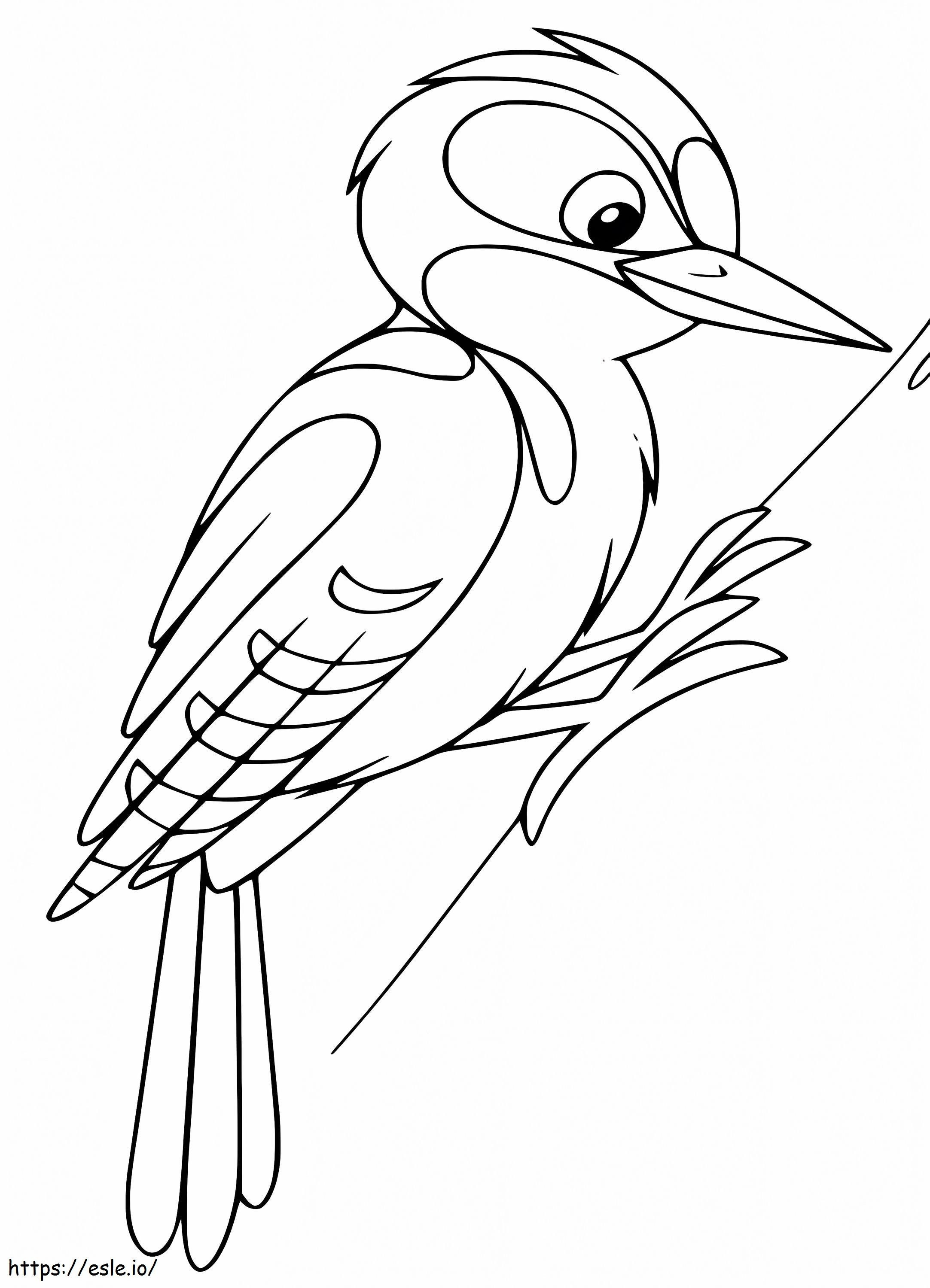 pájaro carpintero de dibujos animados para colorear