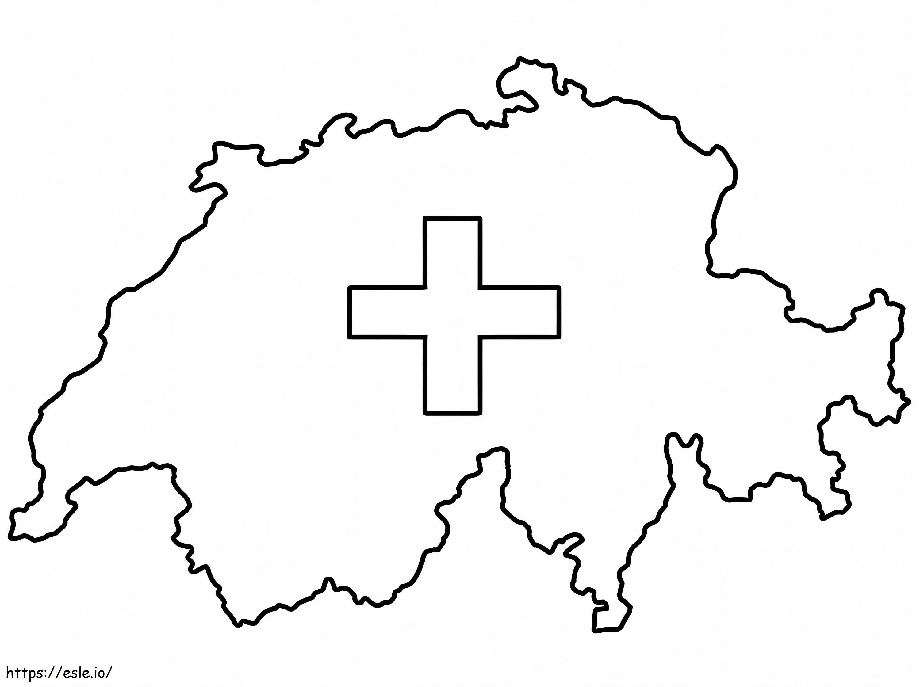 Mapa fácil de Suiza para colorear