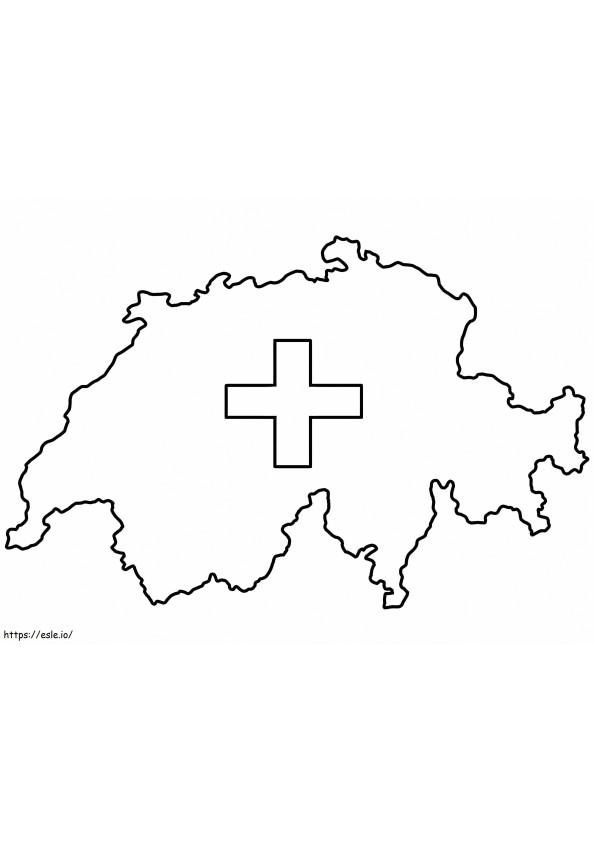 Coloriage Carte facile de la Suisse à imprimer dessin