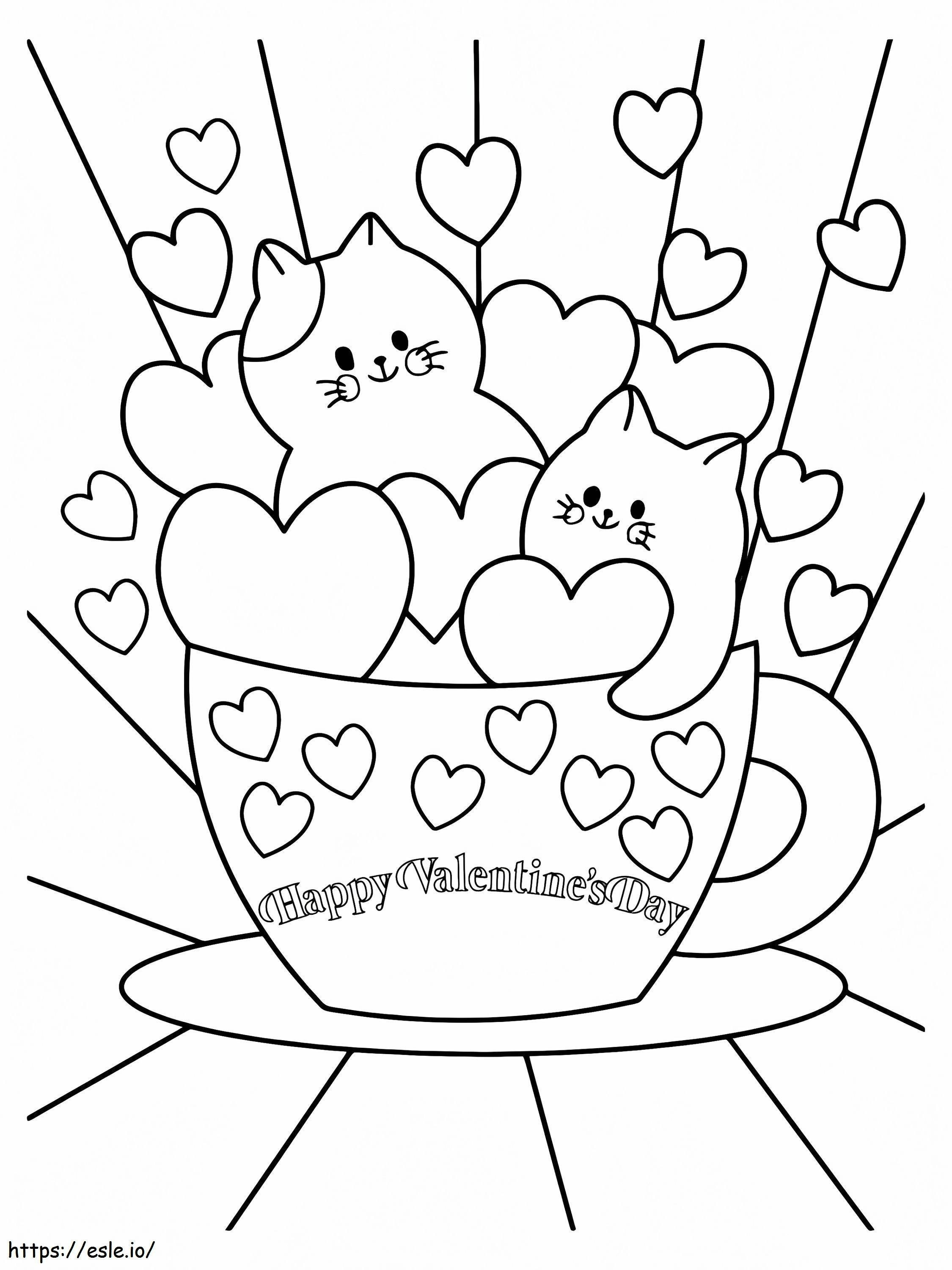 Taaperoiset Valentine S -kissat värityskuva