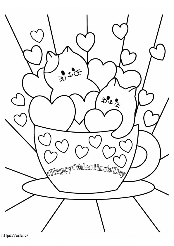 Pisici pentru copii mici Valentine S de colorat