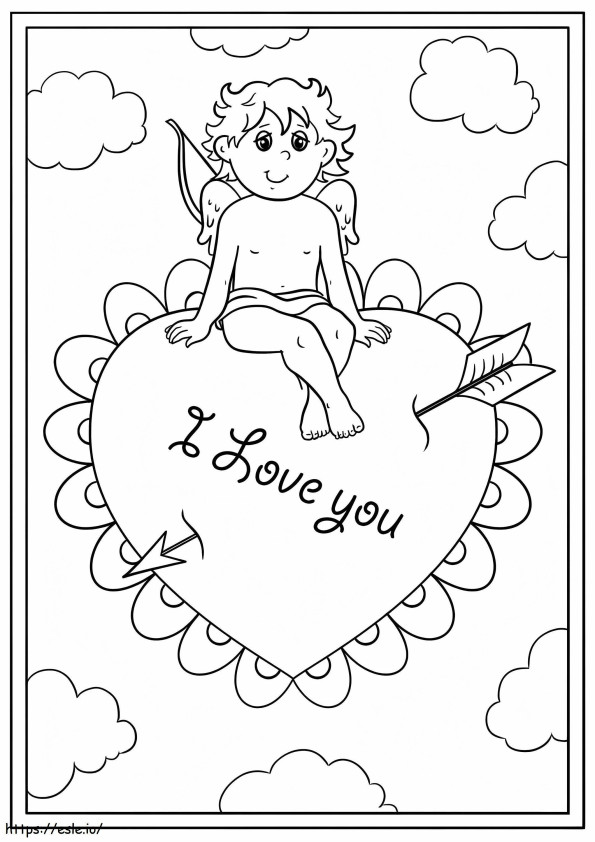 Coloriage Je t'aime carte Saint Valentin à imprimer dessin