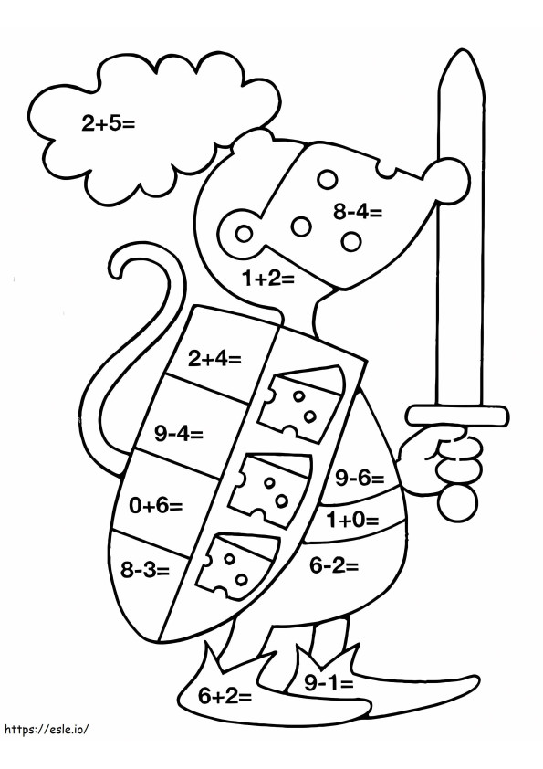 Mouse Knight Math Worksheet coloring page