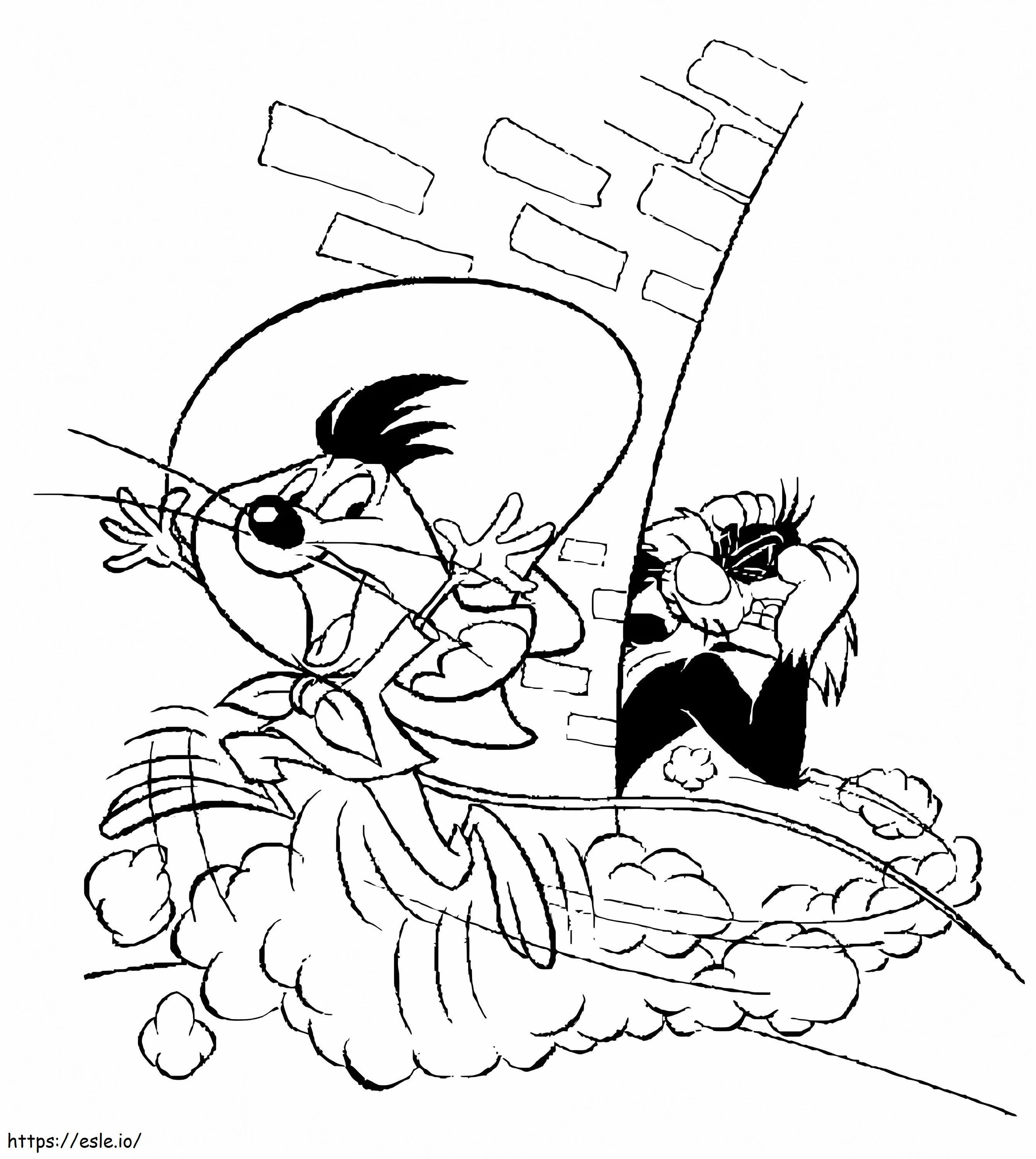 Speedy Gonzales And Sylvester coloring page