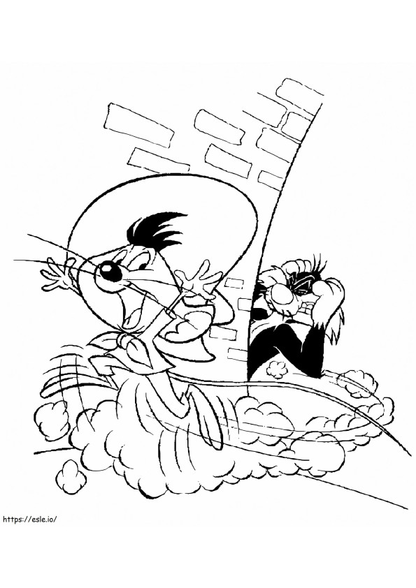 Speedy Gonzales And Sylvester coloring page