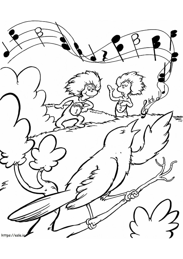 1567861745 Bird With Thing 1 And Thing 2 A4 coloring page