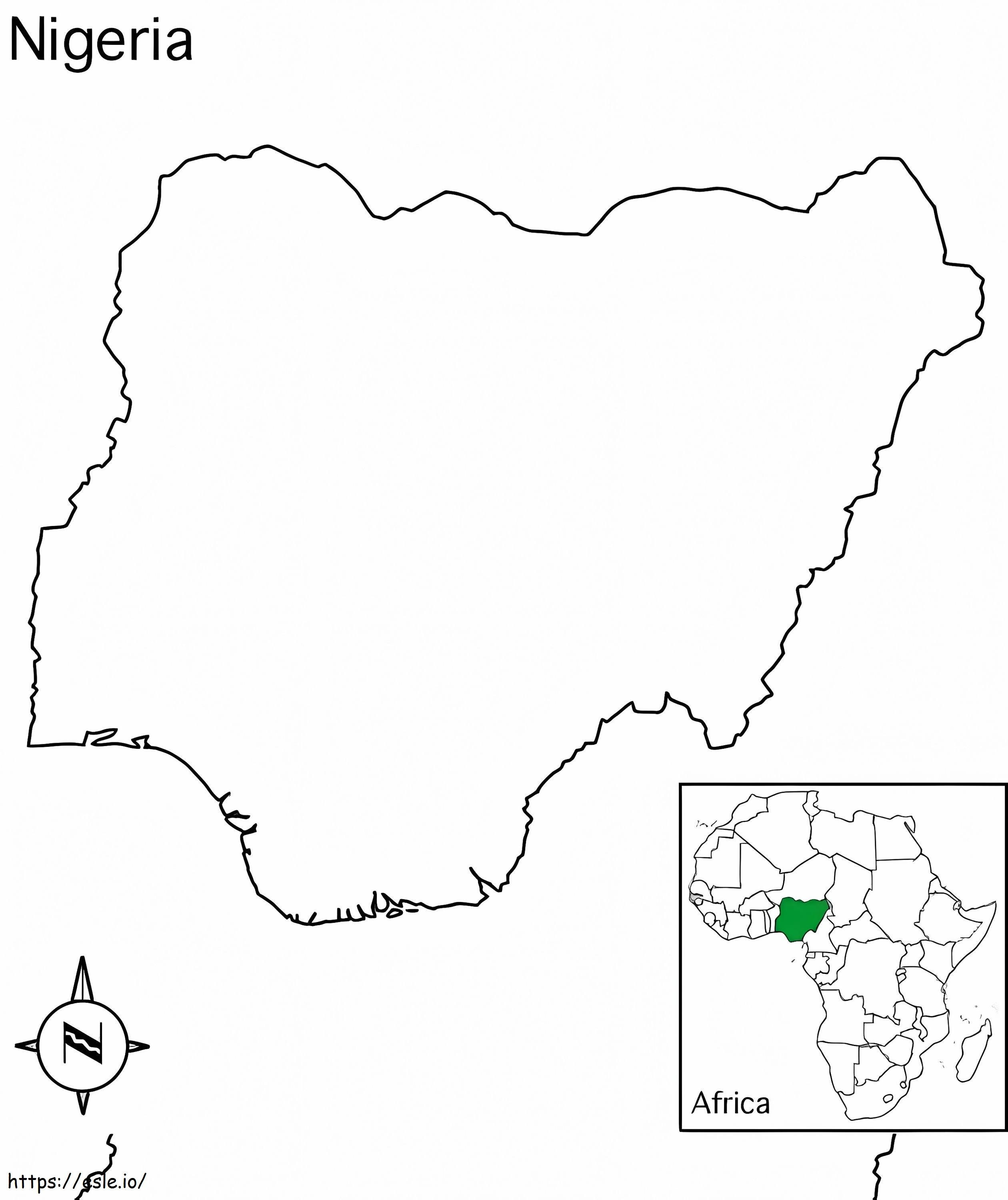 Kaart Van Nigeria kleurplaat kleurplaat