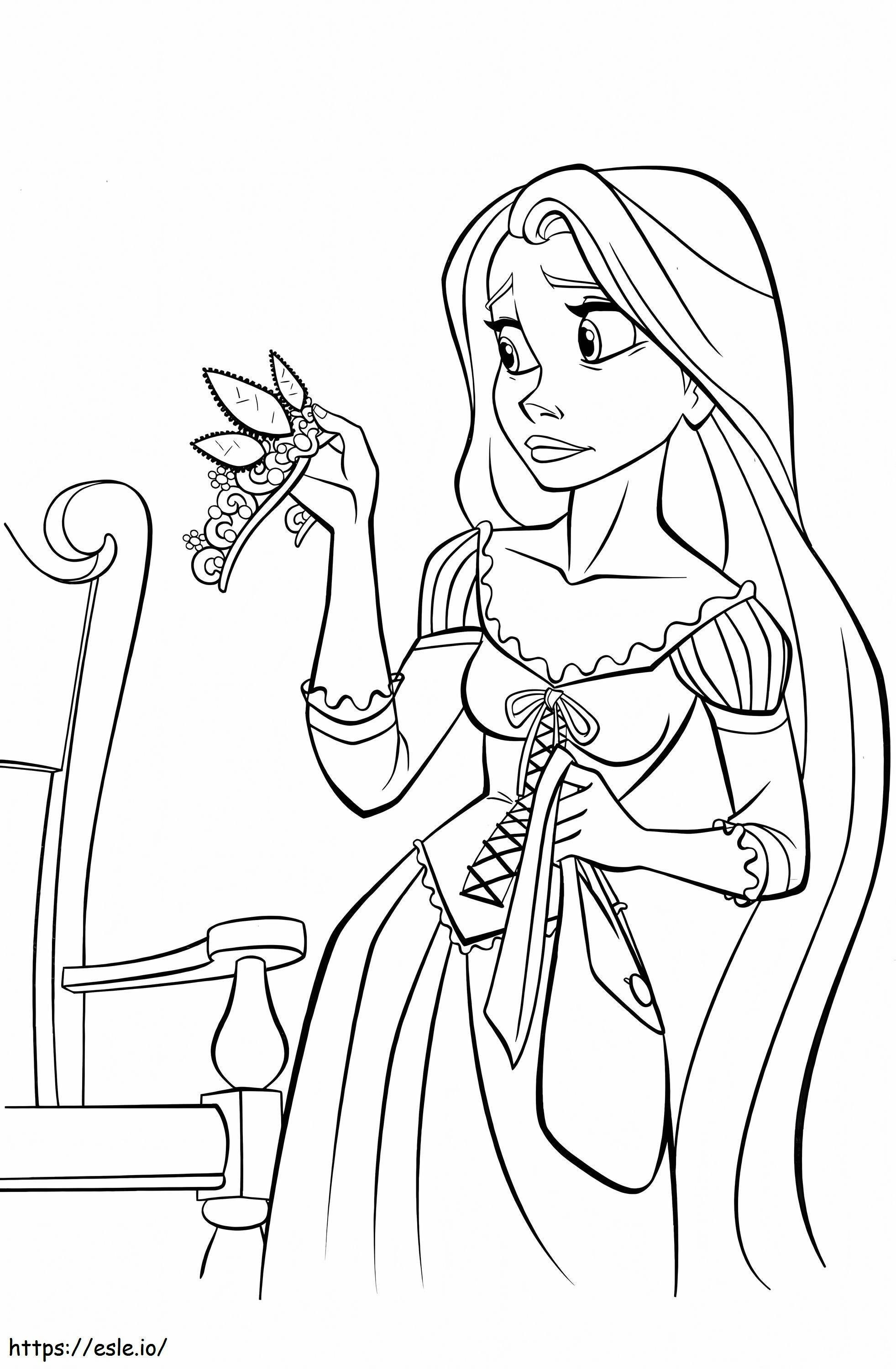 Triste Rapunzel para colorir