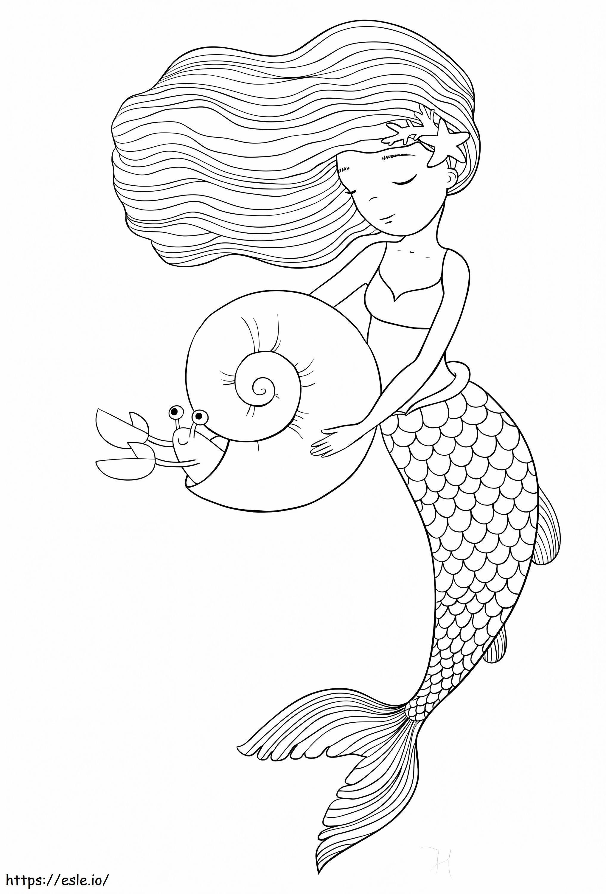 Mermaid And Hermit Crab coloring page
