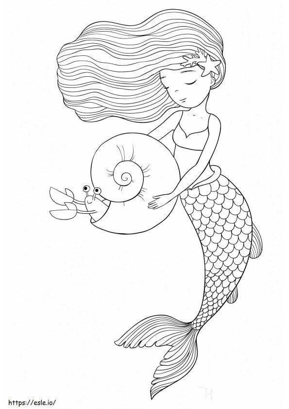 Mermaid And Hermit Crab coloring page
