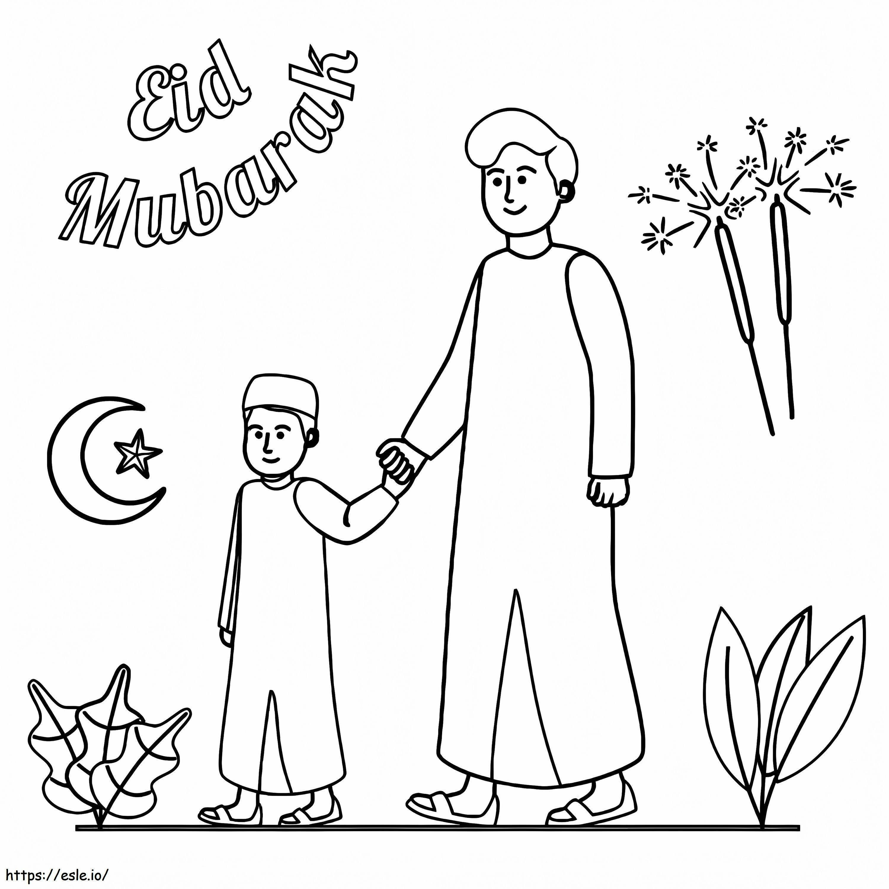 Wszystkiego najlepszego Eid Mubarak kolorowanka