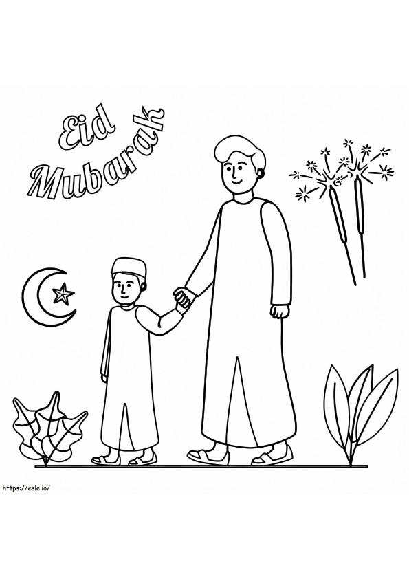 Feliz Eid Mubarak para colorir
