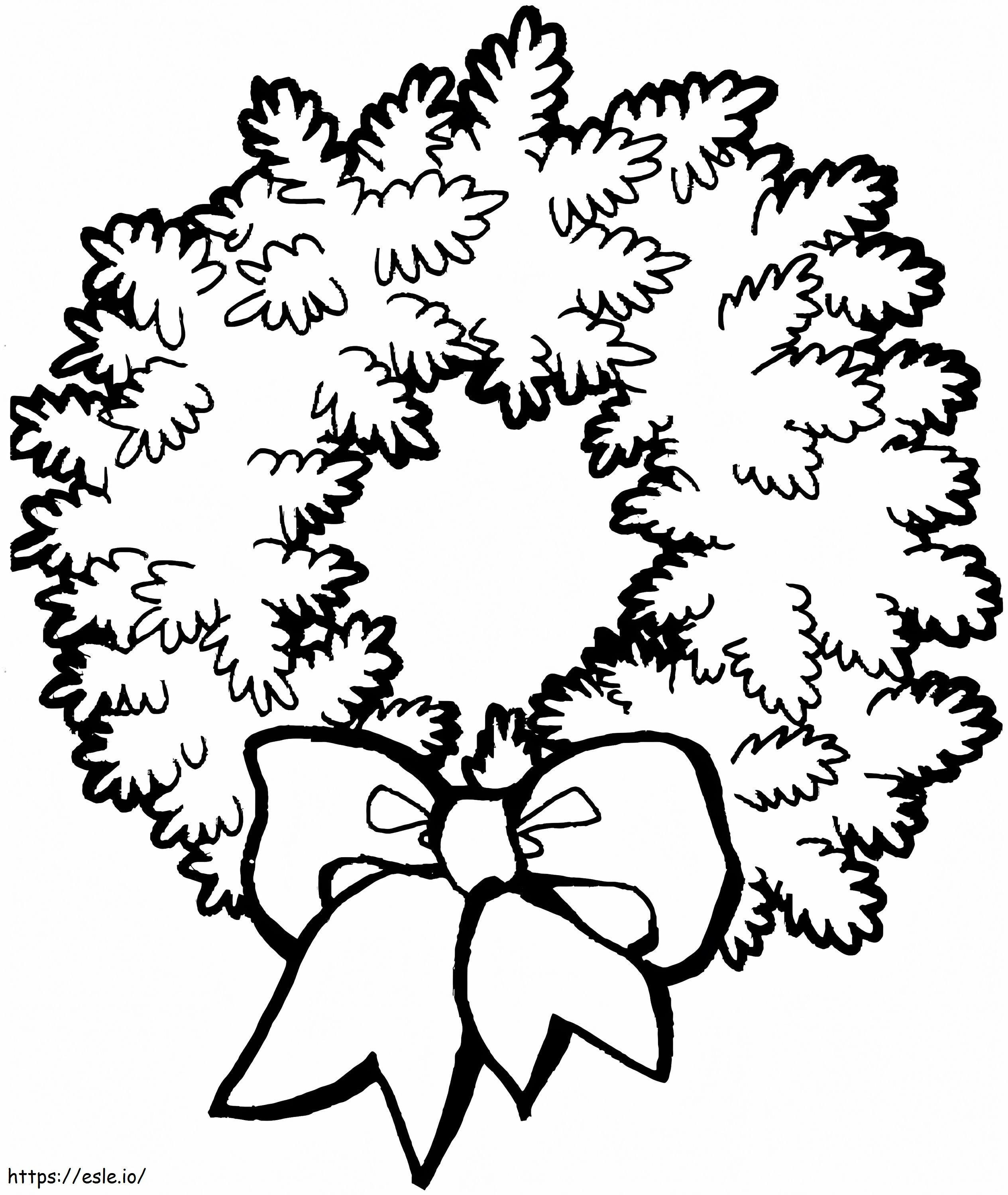 Christmas Wreath With Red Bow coloring page