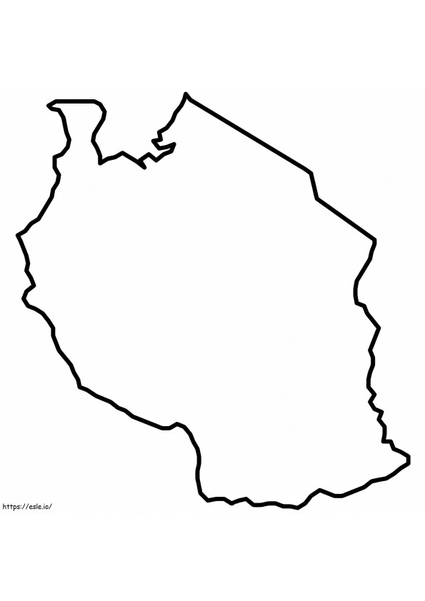Zarys mapy Tanzanii kolorowanka