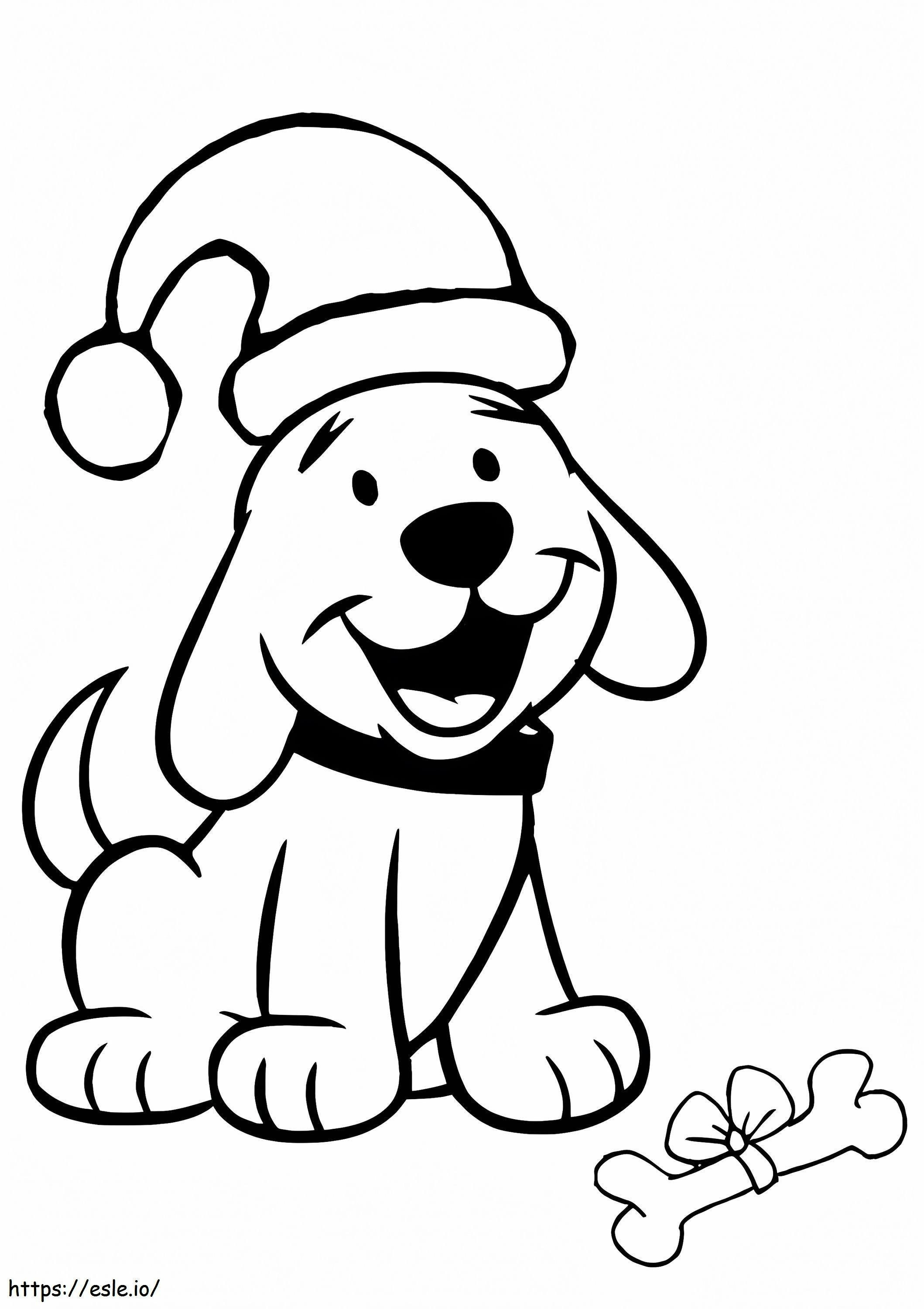 Cane che indossa il cappello di Babbo Natale da colorare