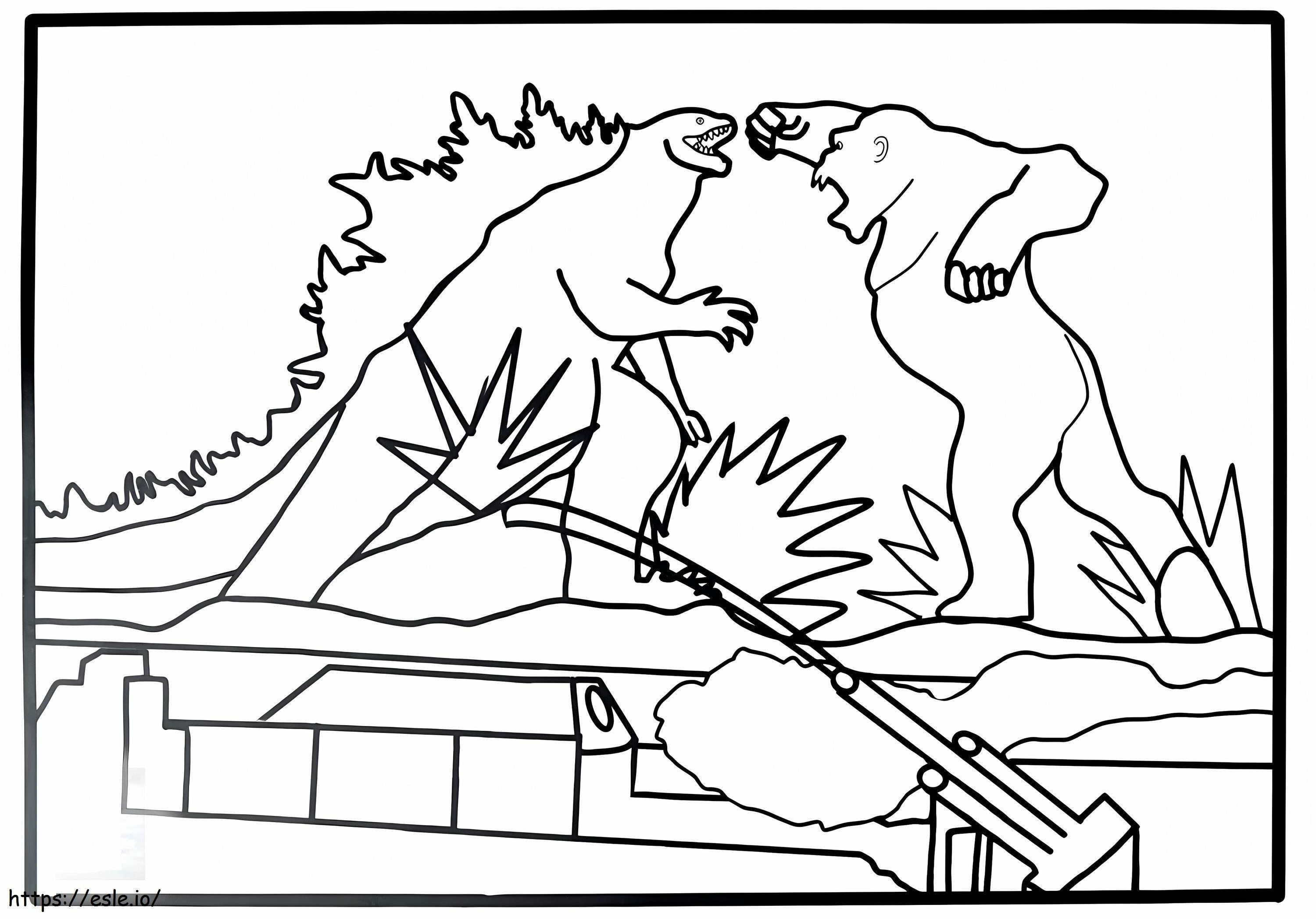 Kong Punches Godzilla 5 coloring page