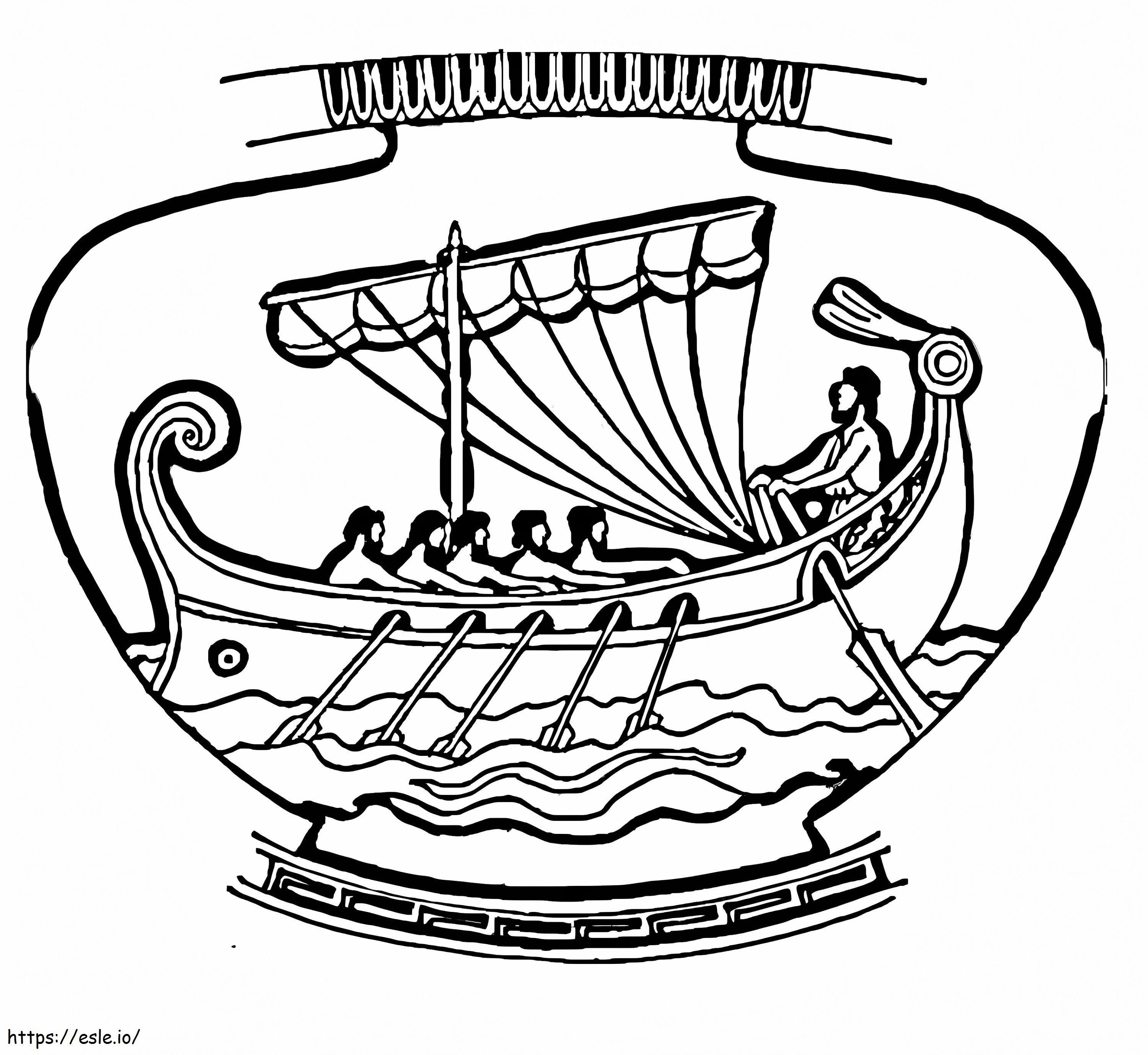 Coloriage Vase avec ornement de navire à imprimer dessin