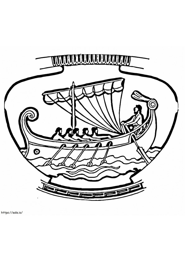 Vază cu ornament de navă de colorat