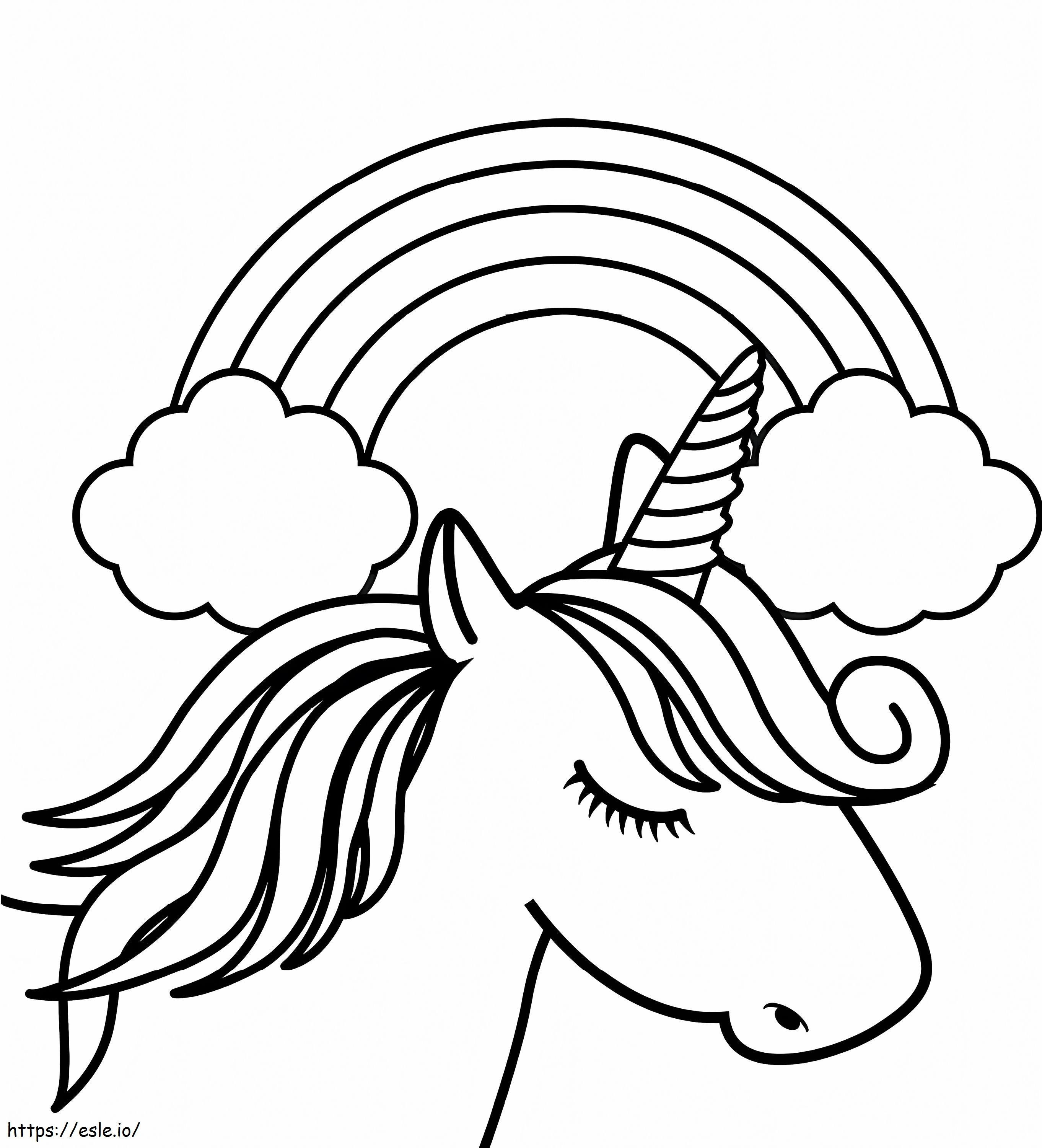 Unicorn Head With Rainbow coloring page