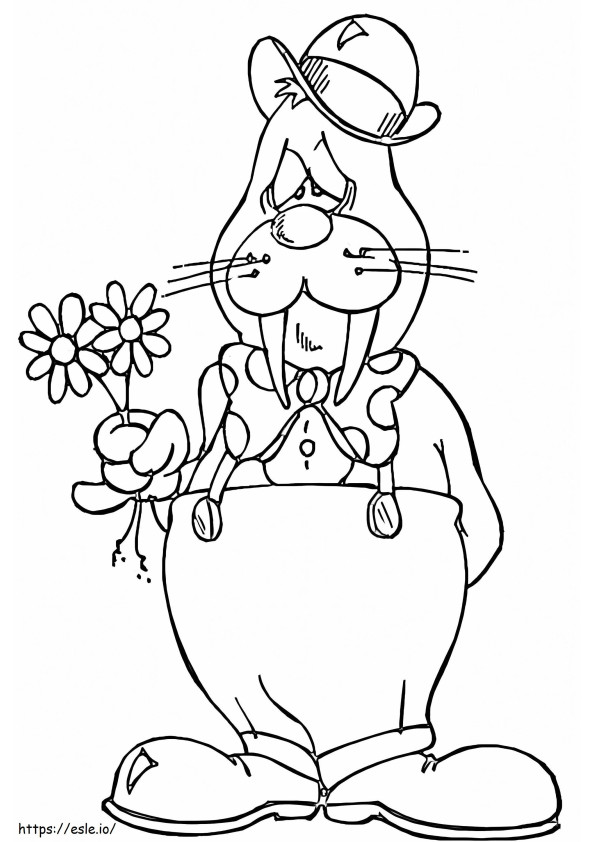 Walrus And Flowers coloring page