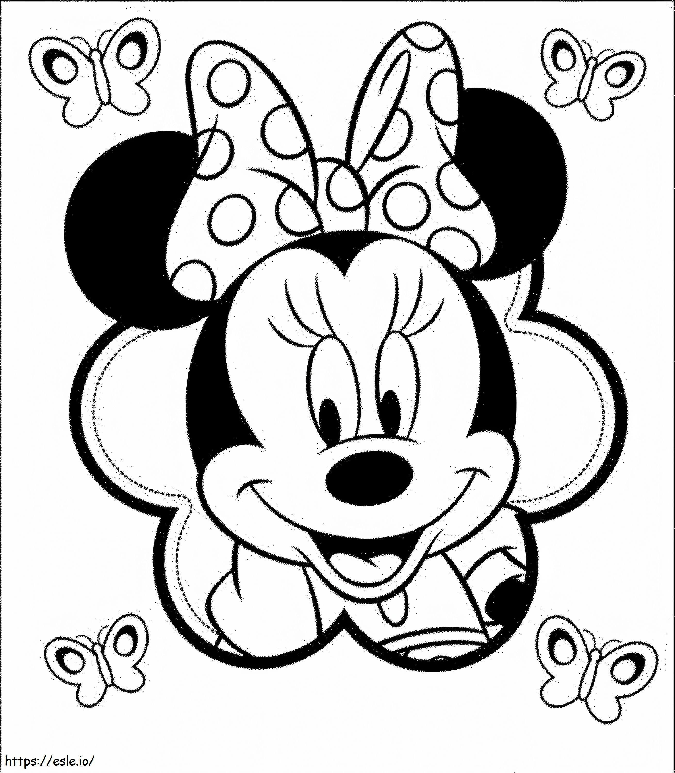 Coloriage Minnie Mouse avec des papillons à imprimer dessin