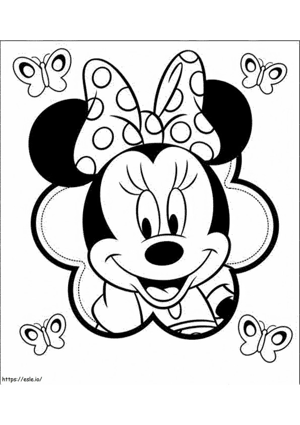 Minnie Mouse met vlinders kleurplaat