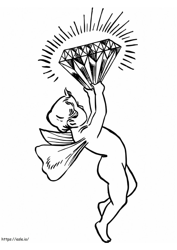 Coloriage Cupidon avec diamant à imprimer dessin