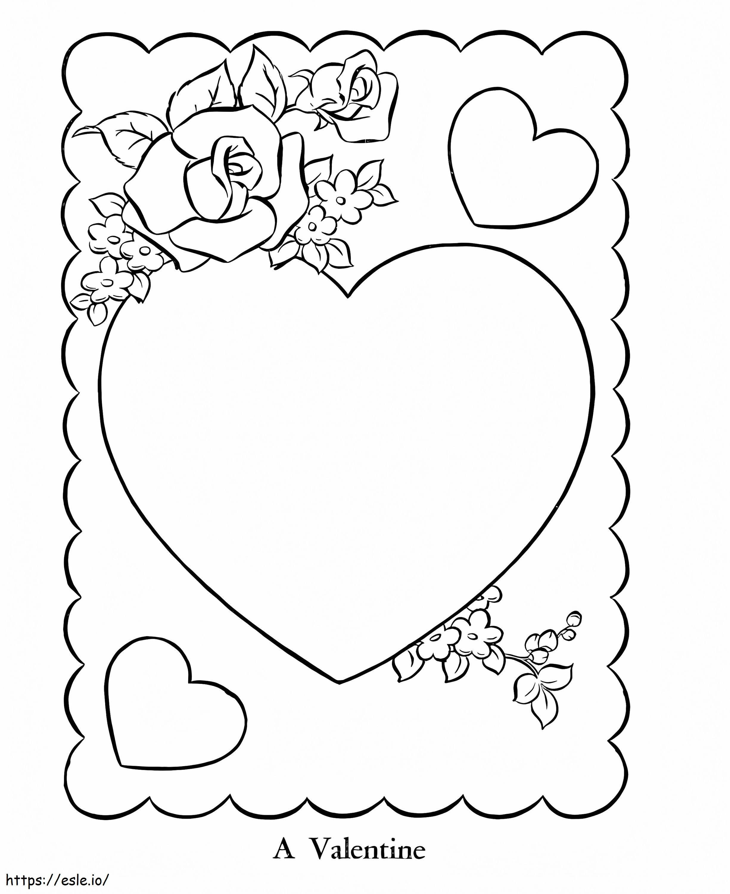 Coloriage Une carte de Saint Valentin à imprimer dessin