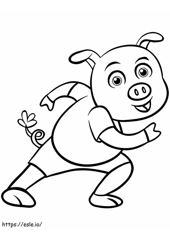 Coloriage 1532750153 Cochon de dessin animé heureux A4 à imprimer dessin