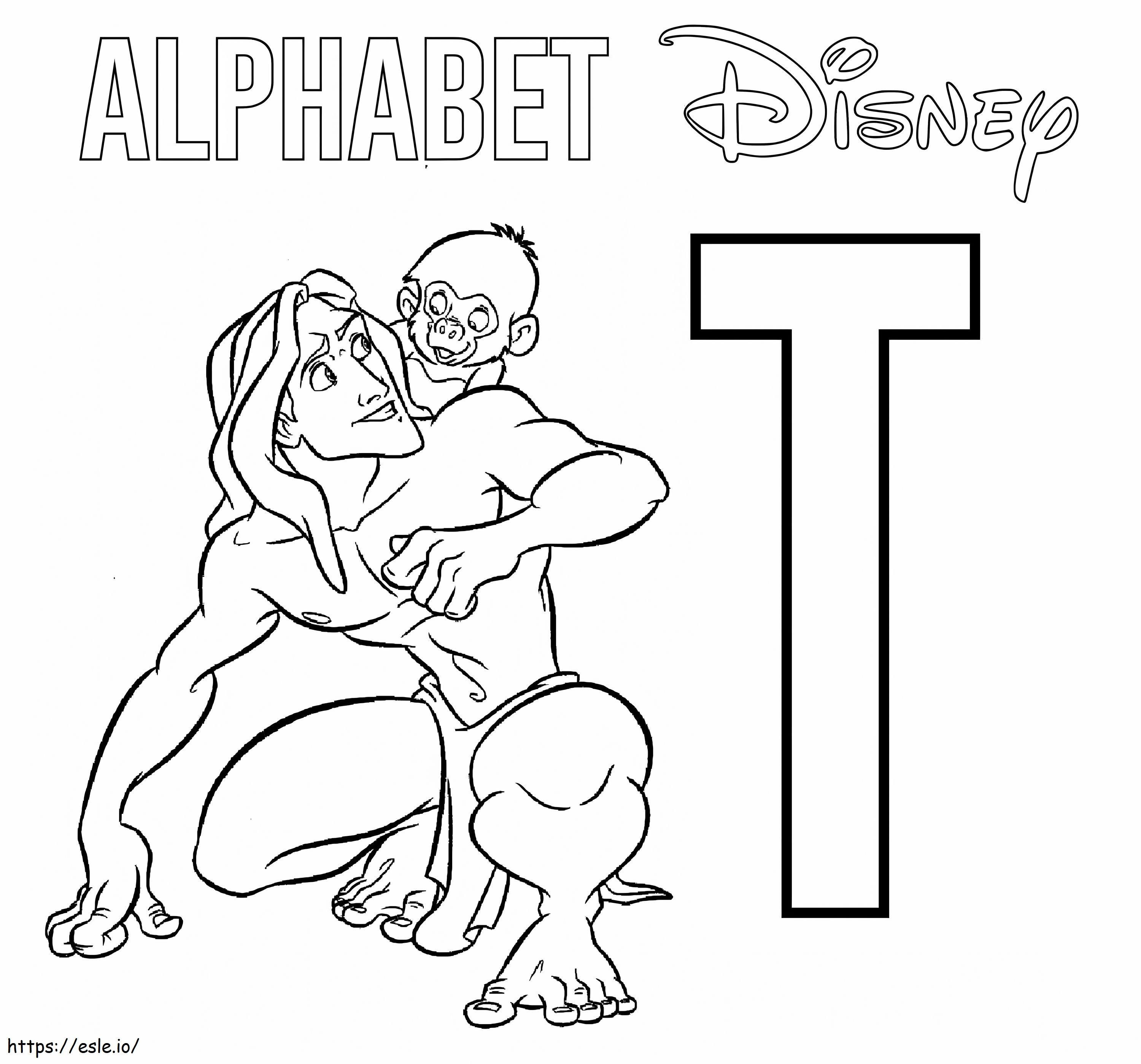 O alfabeto T é para Tarzan para colorir