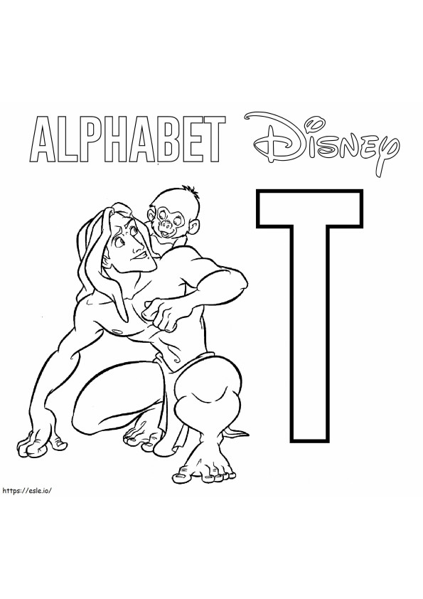 Coloriage L'alphabet T est pour Tarzan à imprimer dessin