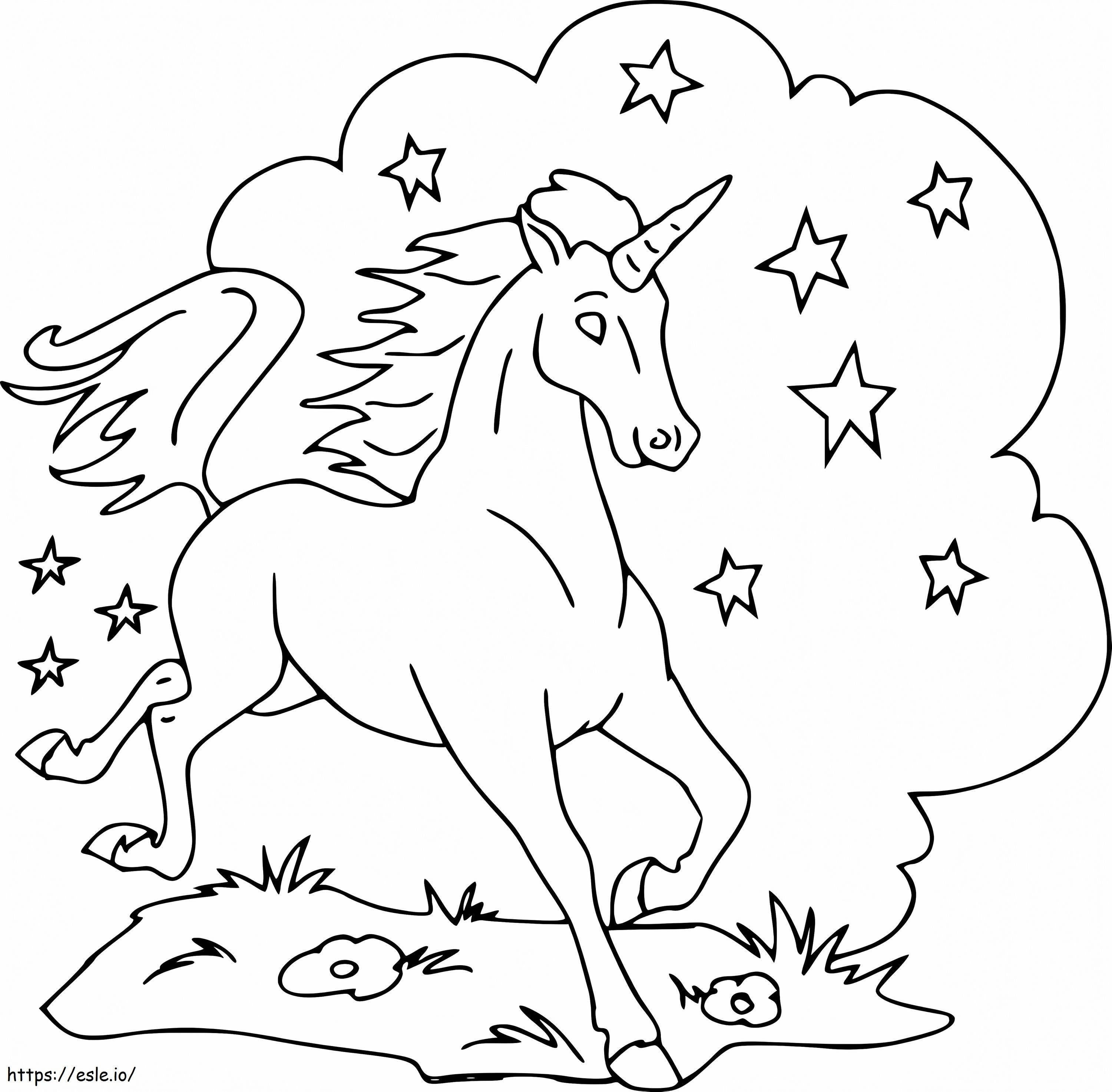 1563756494 Yıldızlı Unicorn A4 boyama