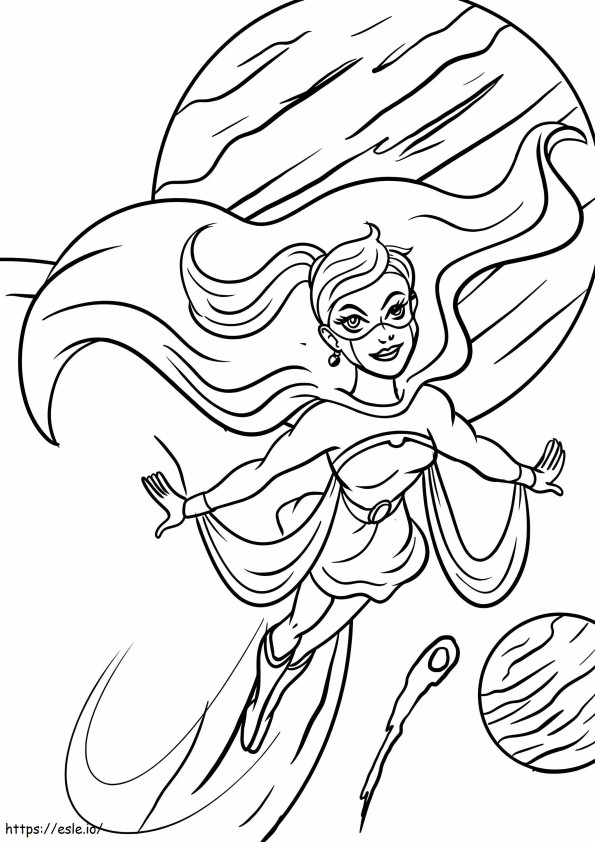 Flying Supergirl coloring page