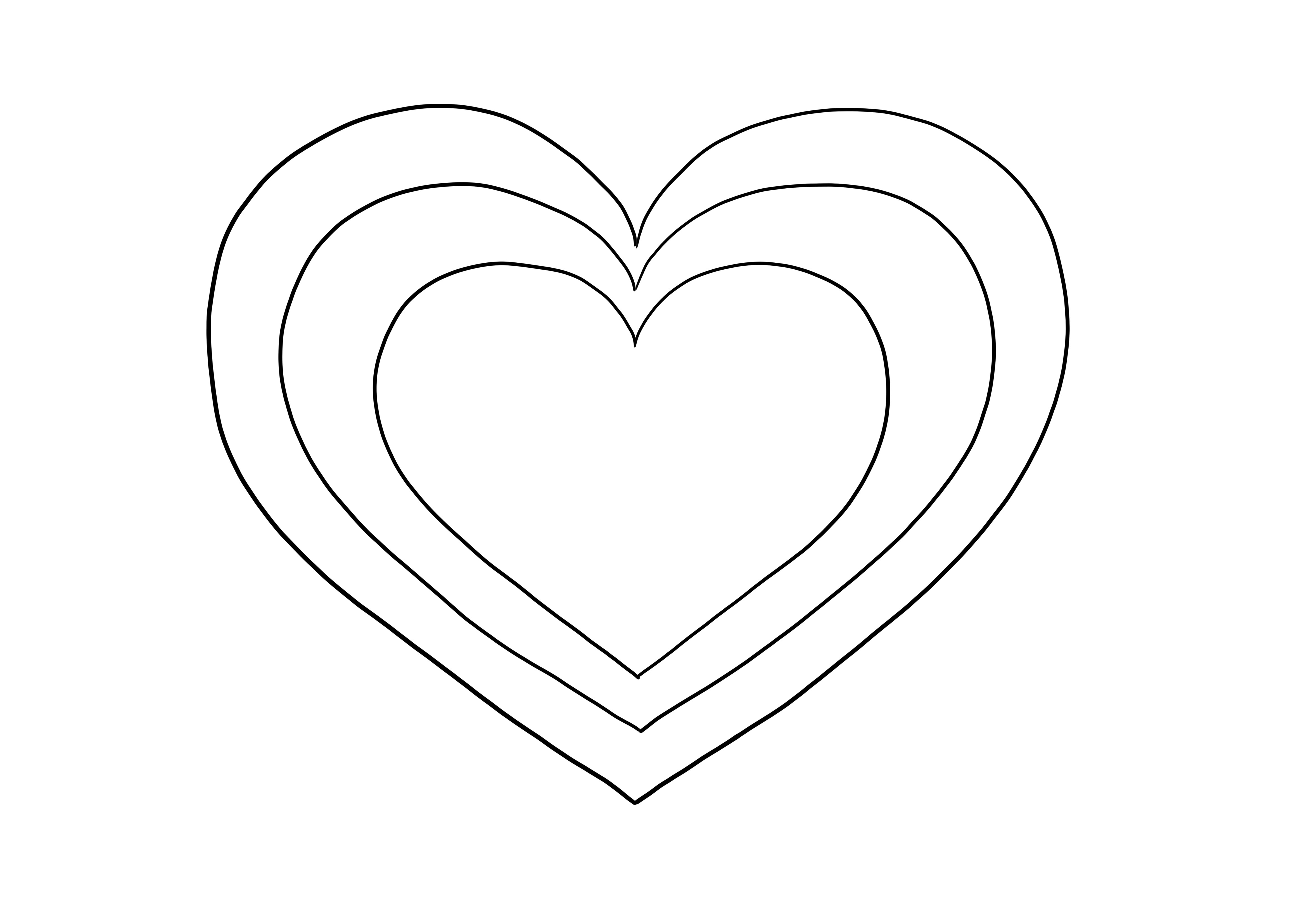 Growing heart coloring image for free