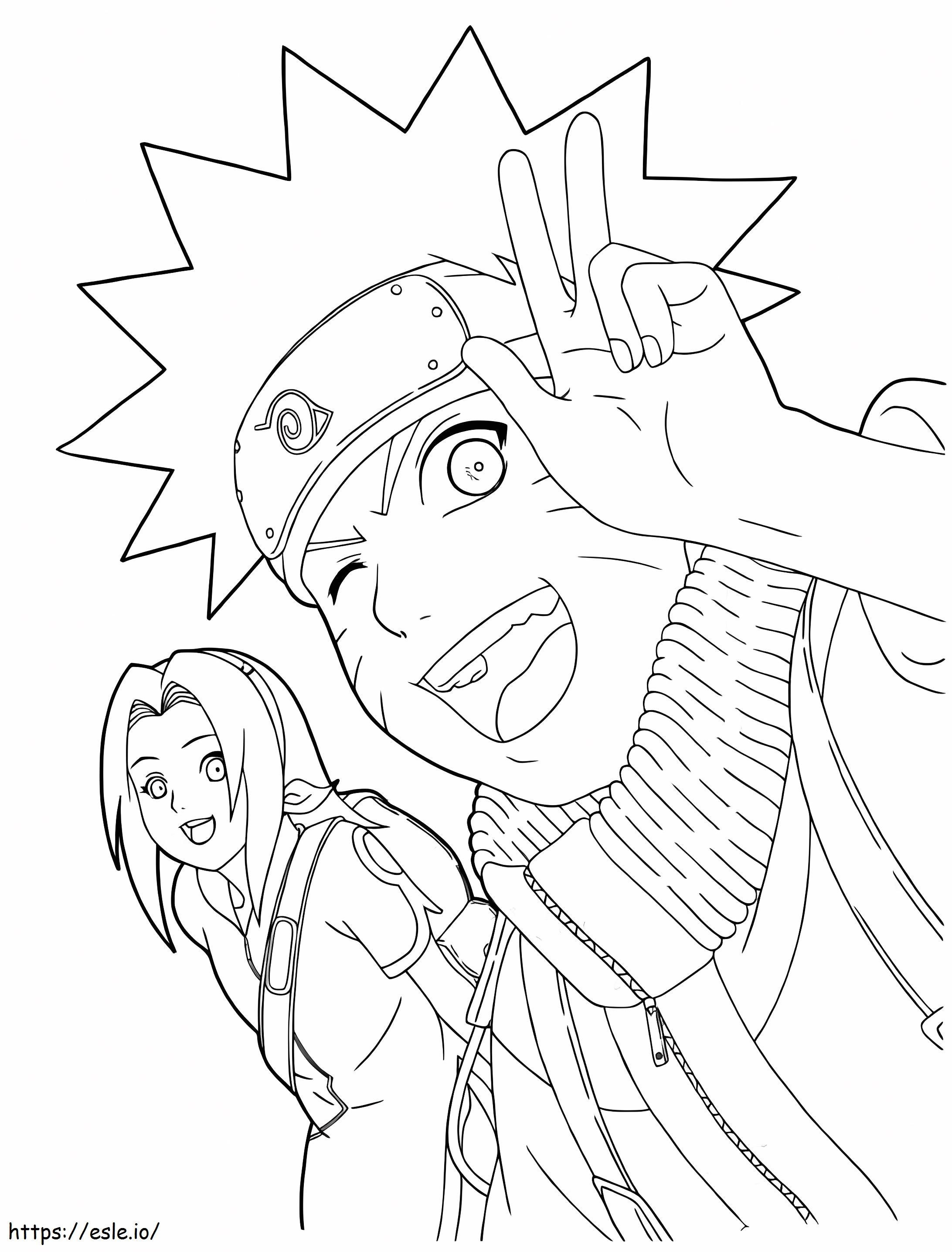Coloriage Naruto et Sakura à imprimer dessin