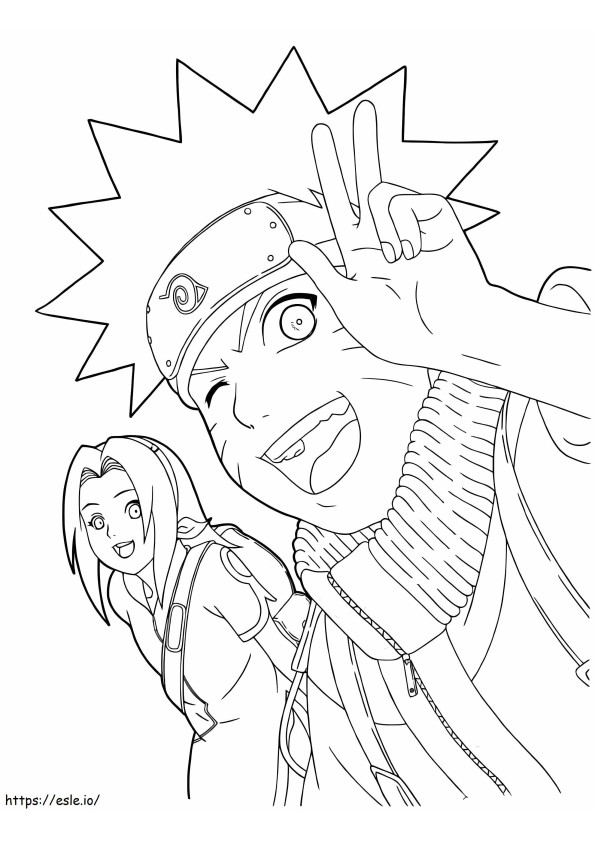 Coloriage Naruto et Sakura à imprimer dessin