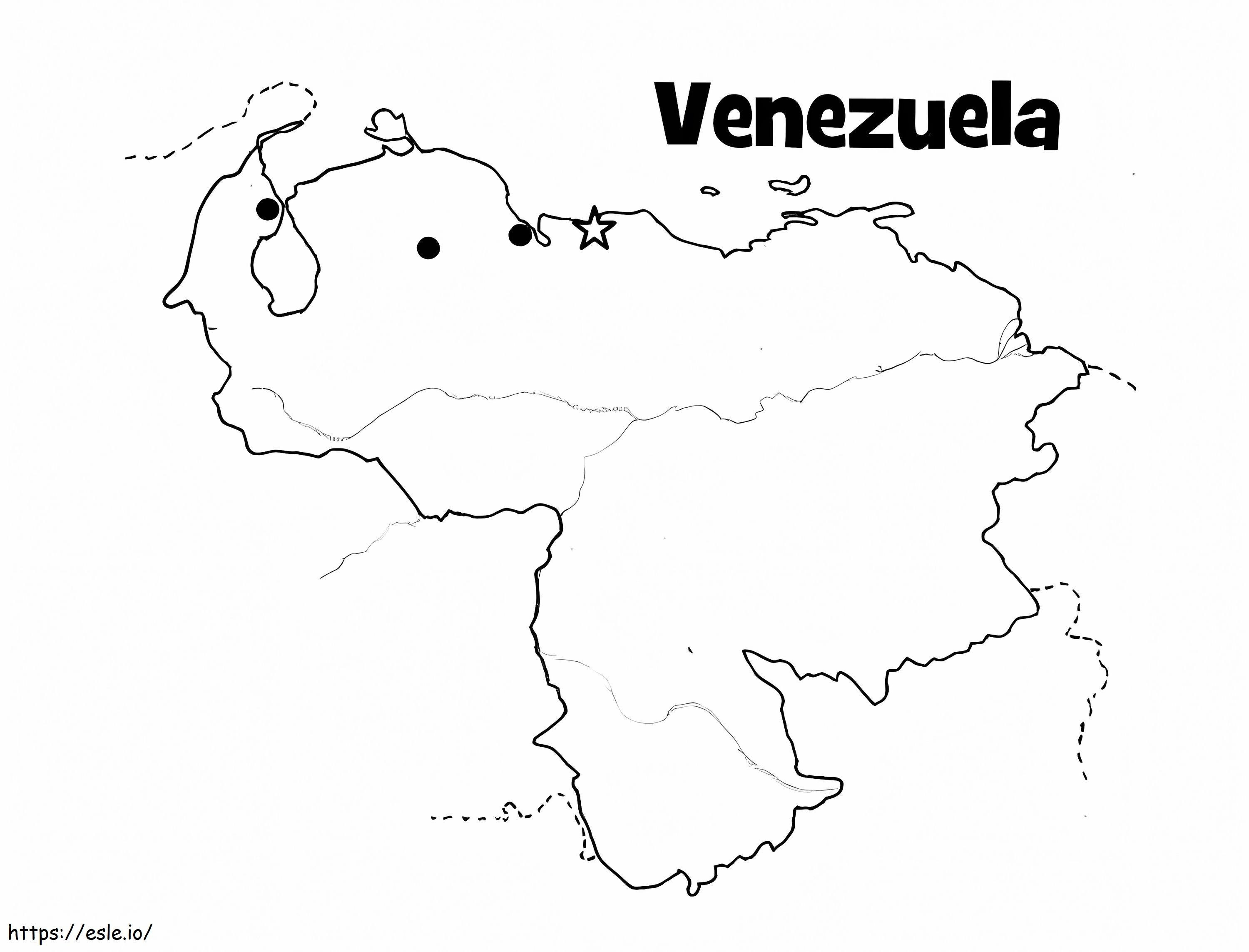 Immagine da colorare della mappa del Venezuela da colorare