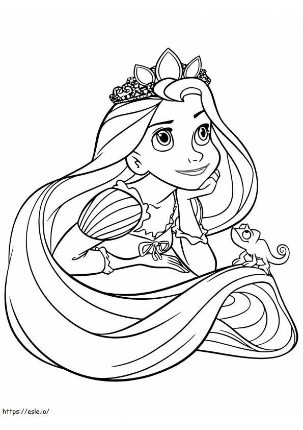 Kaunis prinsessa Rapunzel 4 värityskuva