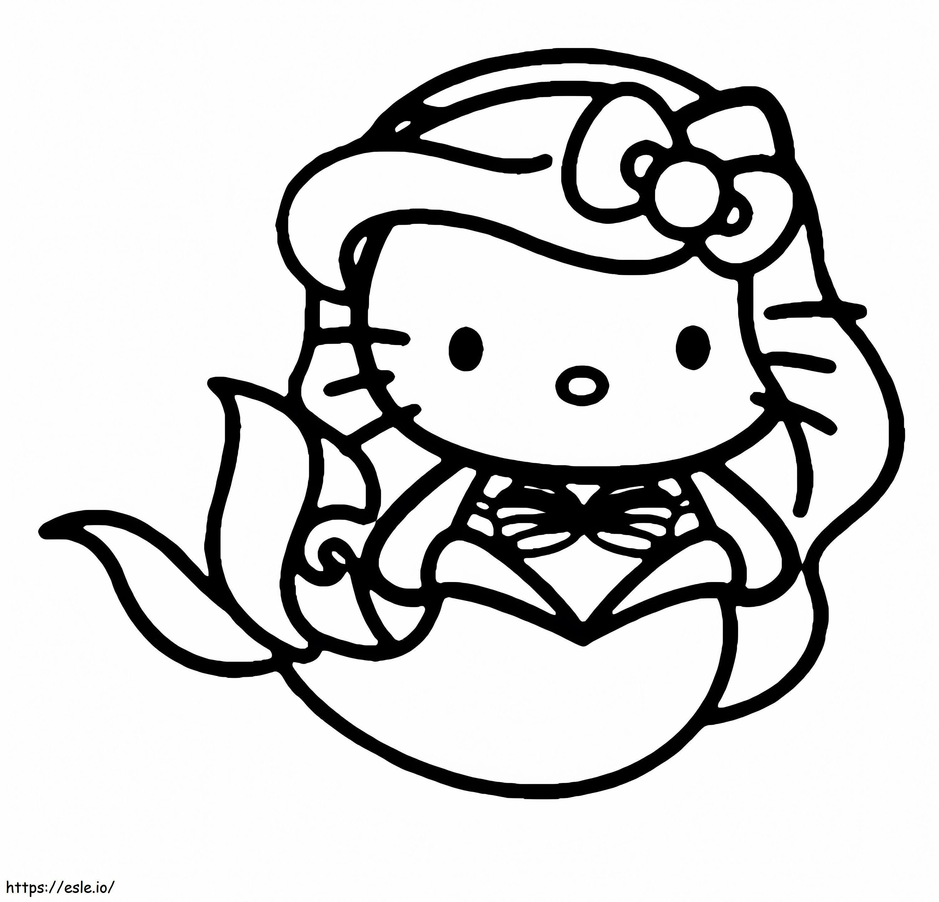 Coloriage Dessin animé Hello Kitty Sirène à imprimer dessin
