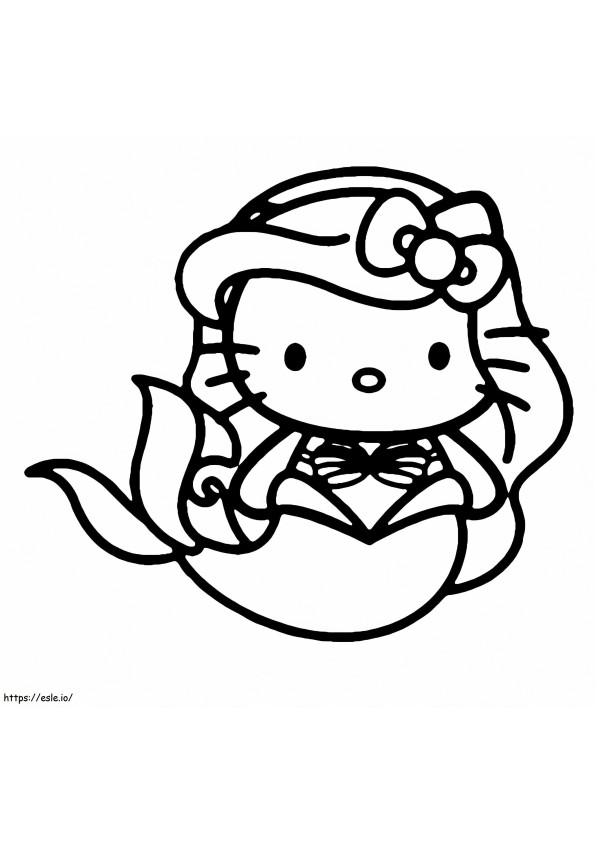 Coloriage Dessin animé Hello Kitty Sirène à imprimer dessin