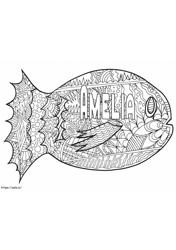 Zentangle Fish Amelia värityskuva