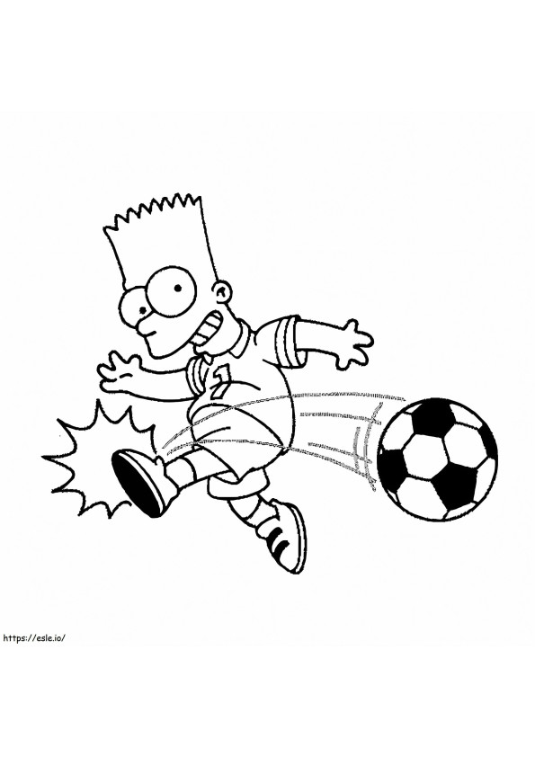 Bart speelt voetbal kleurplaat