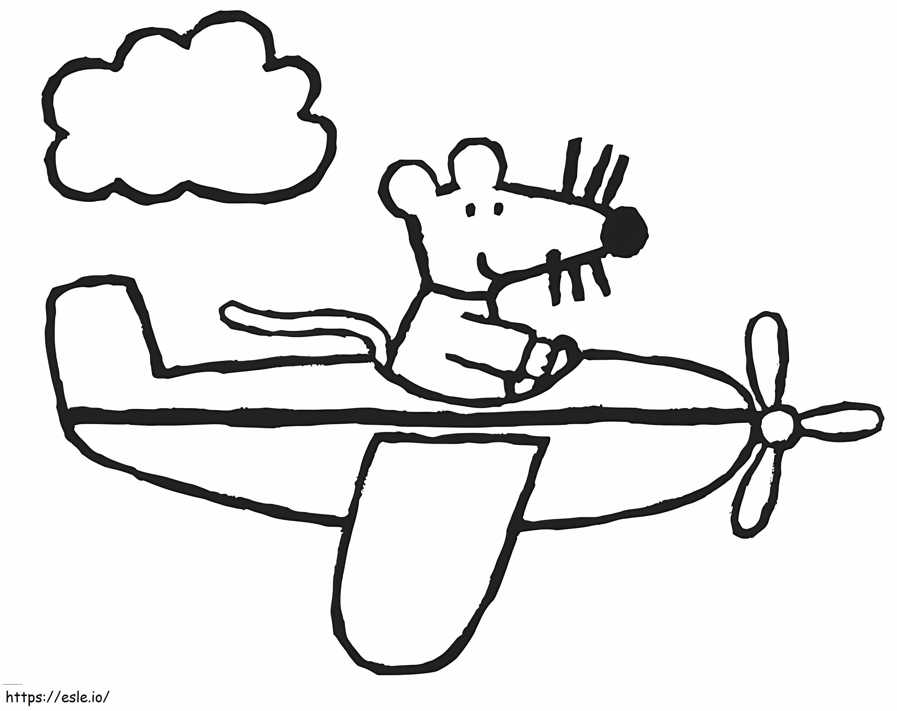 Maisy On Plane coloring page